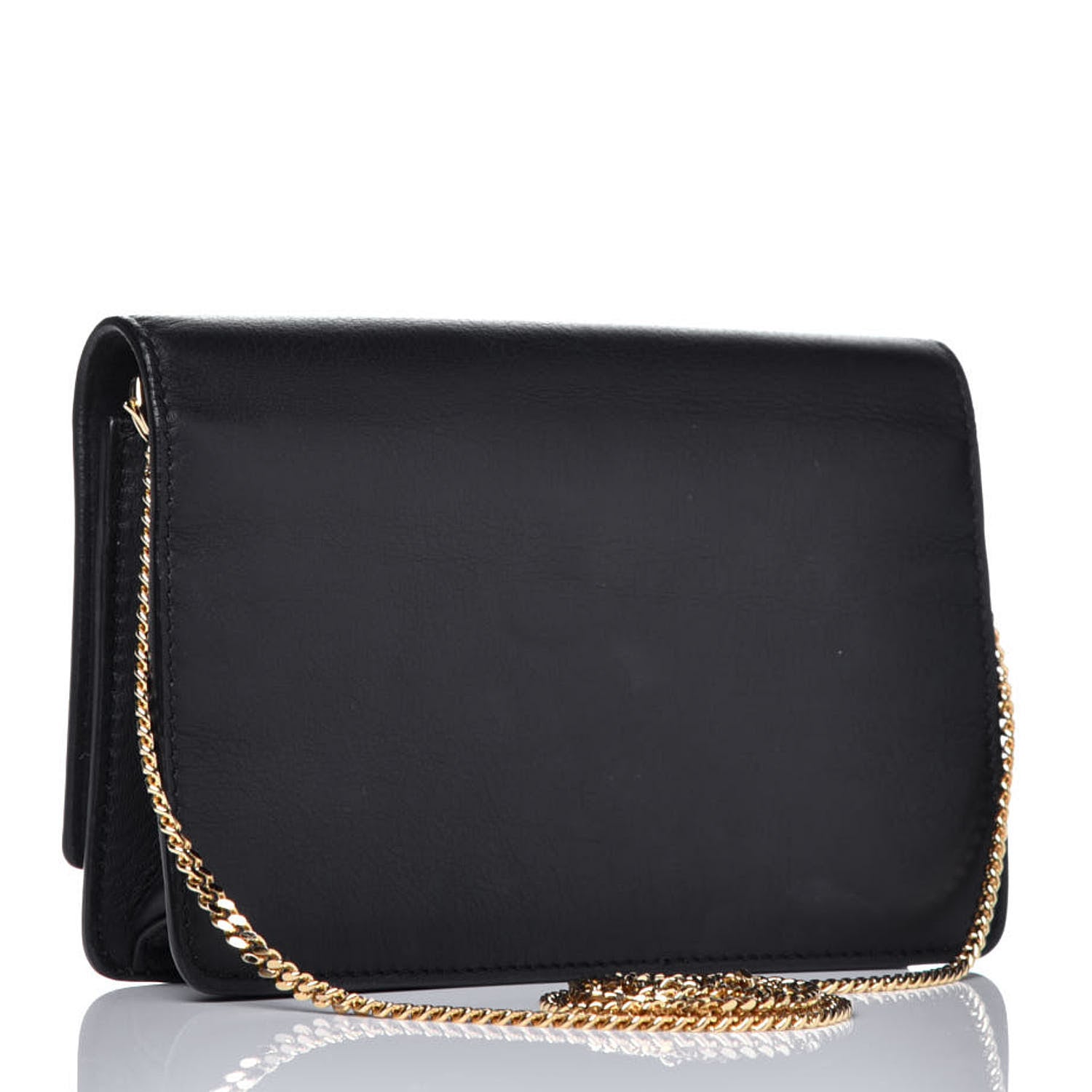 Fendi Vitello Flamingo Tube Wallet on Chain Black 3 of 11