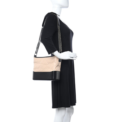 Chanel Aged Calfskin Quilted Medium Gabrielle Hobo Beige Black 2 of 10