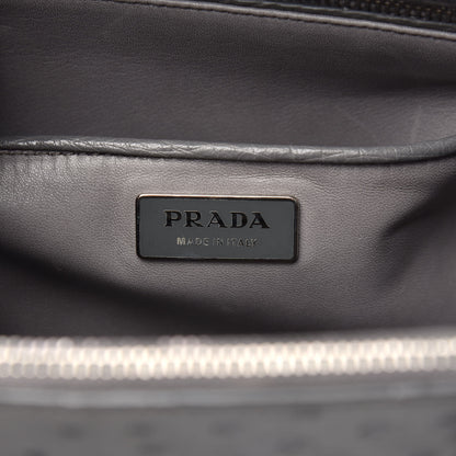 Prada Ostrich Medium Galleria Double Zip Tote Grey 6 of 10