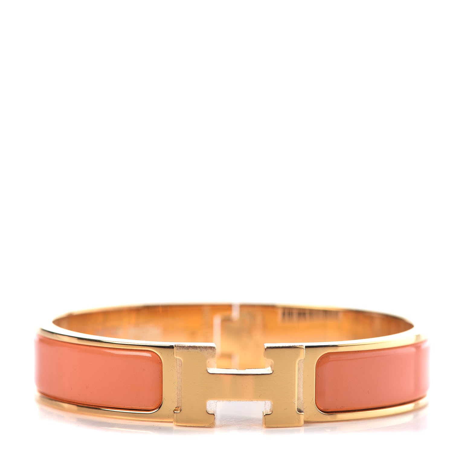 Hermes Enamel Narrow Clic Clac H Bracelet PM Peach Melba 1 of 5