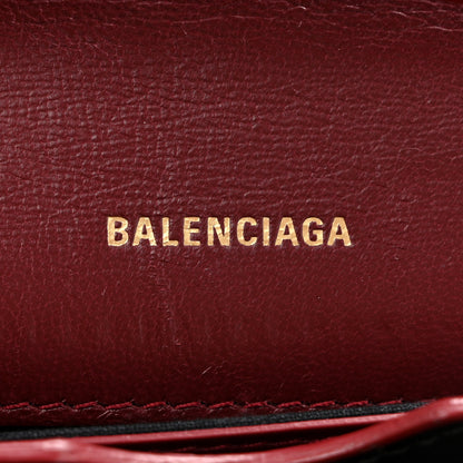 Balenciaga Shiny Calfskin Crocodile Embossed Small B Crossbody Bag Dark Red 6 of 11
