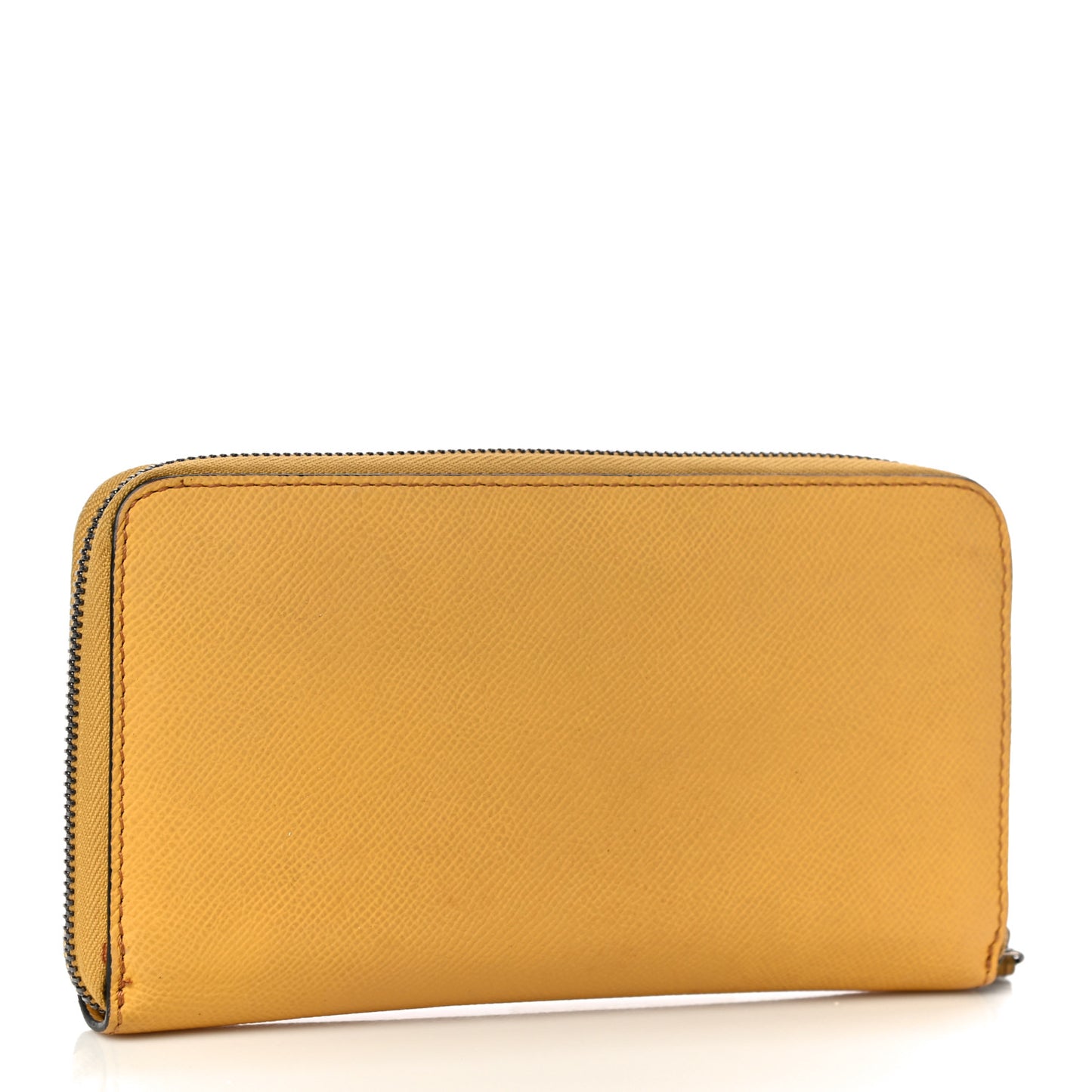 Grainy Calfskin Zip Around Wallet Yellow