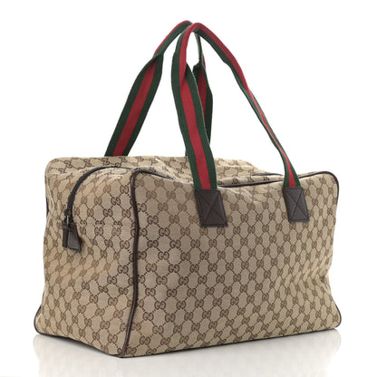 Gucci GG Monogram Web Medium Collapsible Carry On Duffle Beige Brown 4 of 12