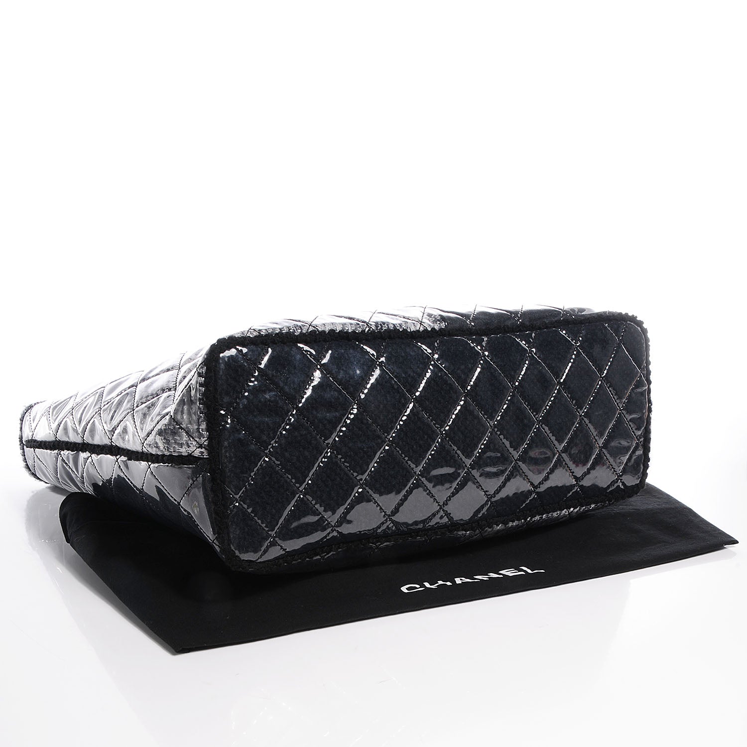 Chanel Vinyl Funny Tweed Patchwork Tote Black 4 of 7