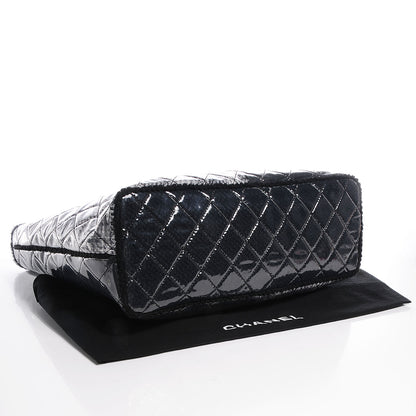 Chanel Vinyl Funny Tweed Patchwork Tote Black 4 of 7