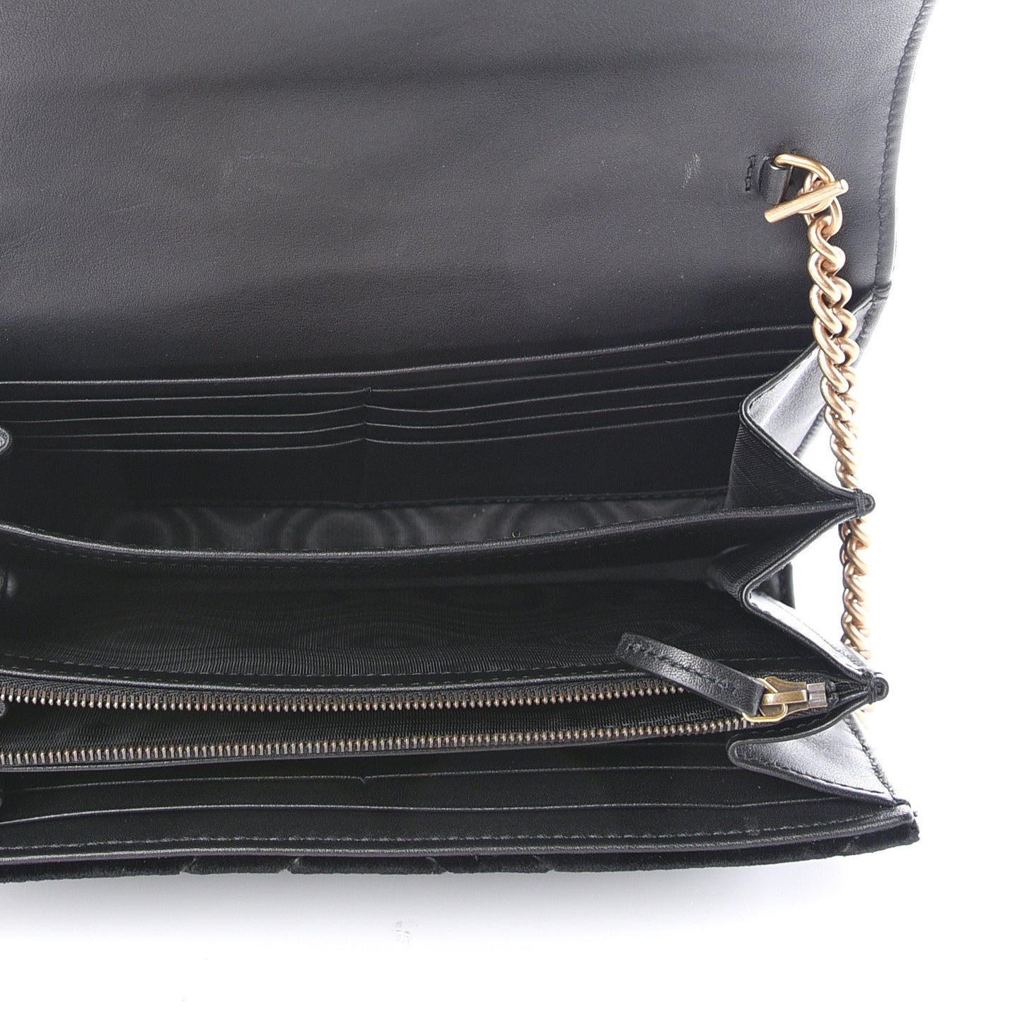 Velvet Matelasse GG Marmont Chain Wallet Black