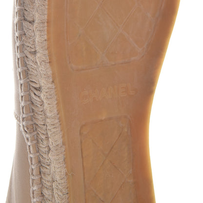Chanel Lambskin Canvas Cap Toe CC Espadrilles 41 Beige Black 6 of 10