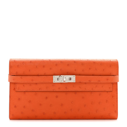Hermes Ostrich Kelly Longue Wallet Orange 1 of 9
