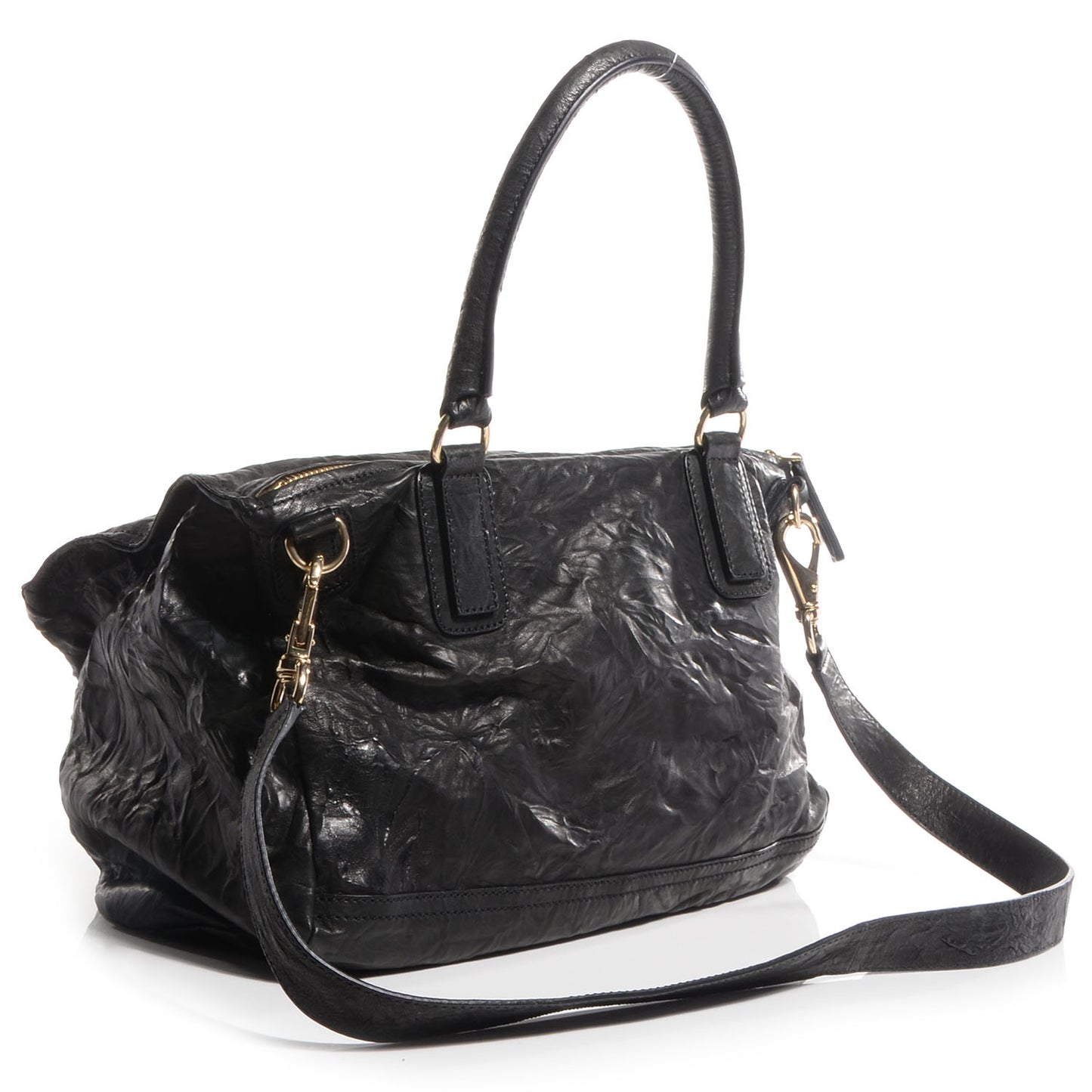 Tumbled Sheepskin Medium Pandora Bag Black