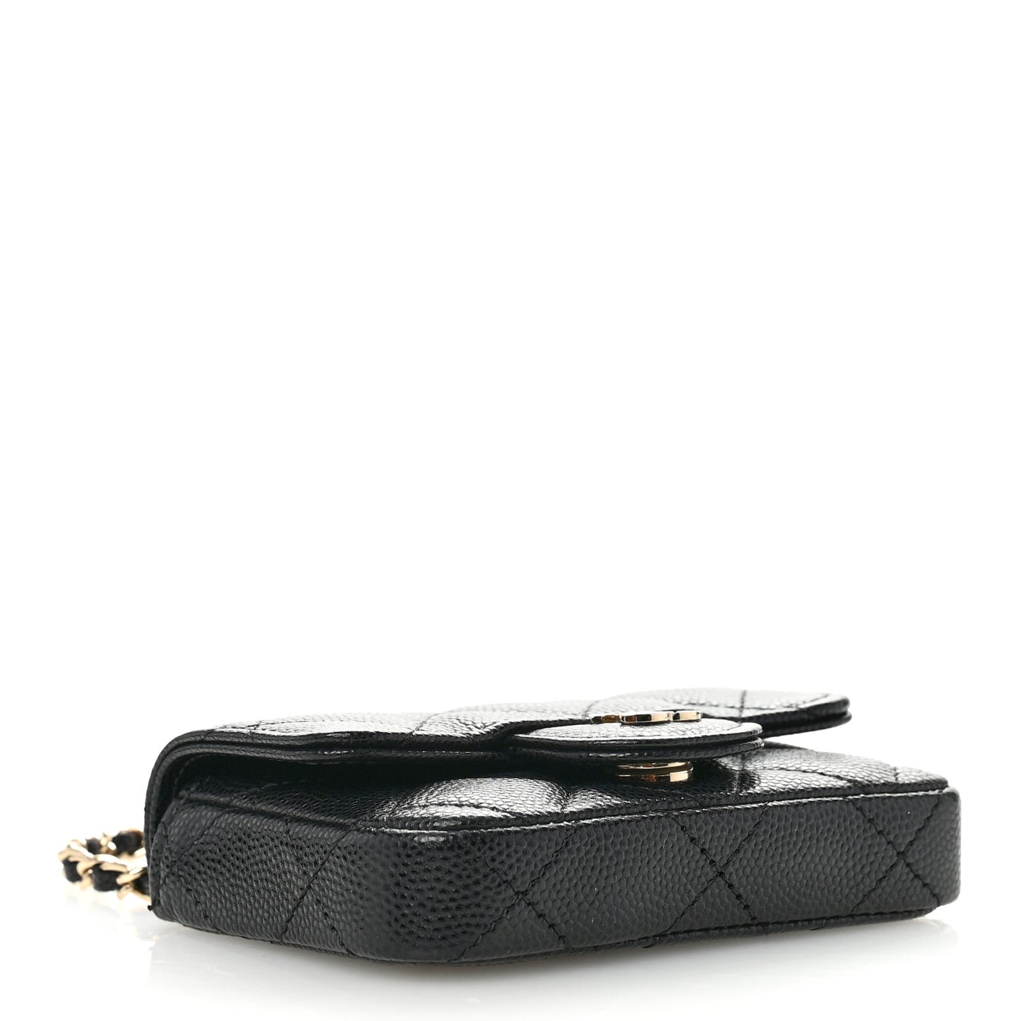 Caviar Quilted Mini Chain Belt Bag Black