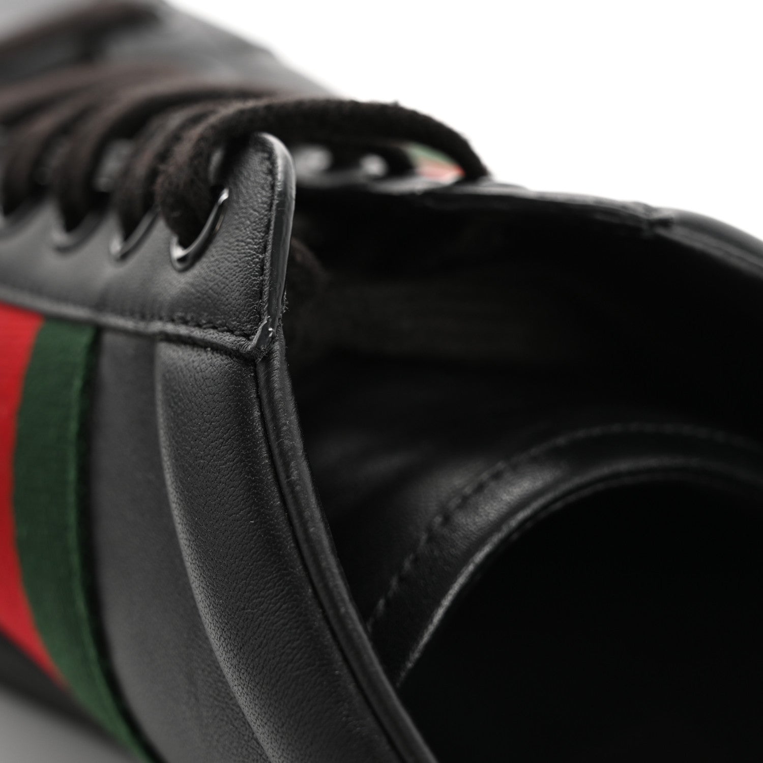Gucci Miro Soft Calfskin Ayers Web Mens Ace Sneakers 10 Black Rosso 12 of 12