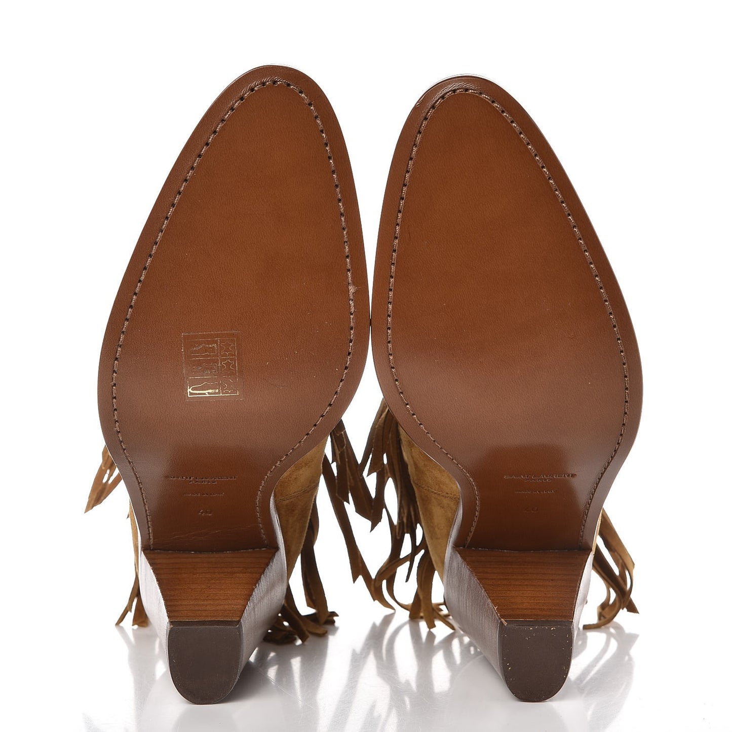 Suede New Western 80 Fringe Ankle Boots 40 Light Tan