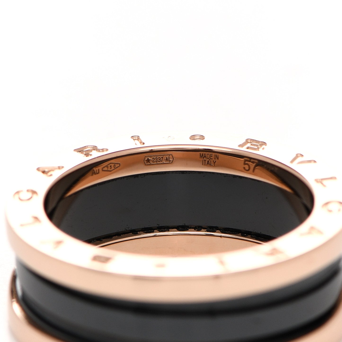 18K Rose Gold Black Ceramic B.Zero1 Two-Band Ring 57 8