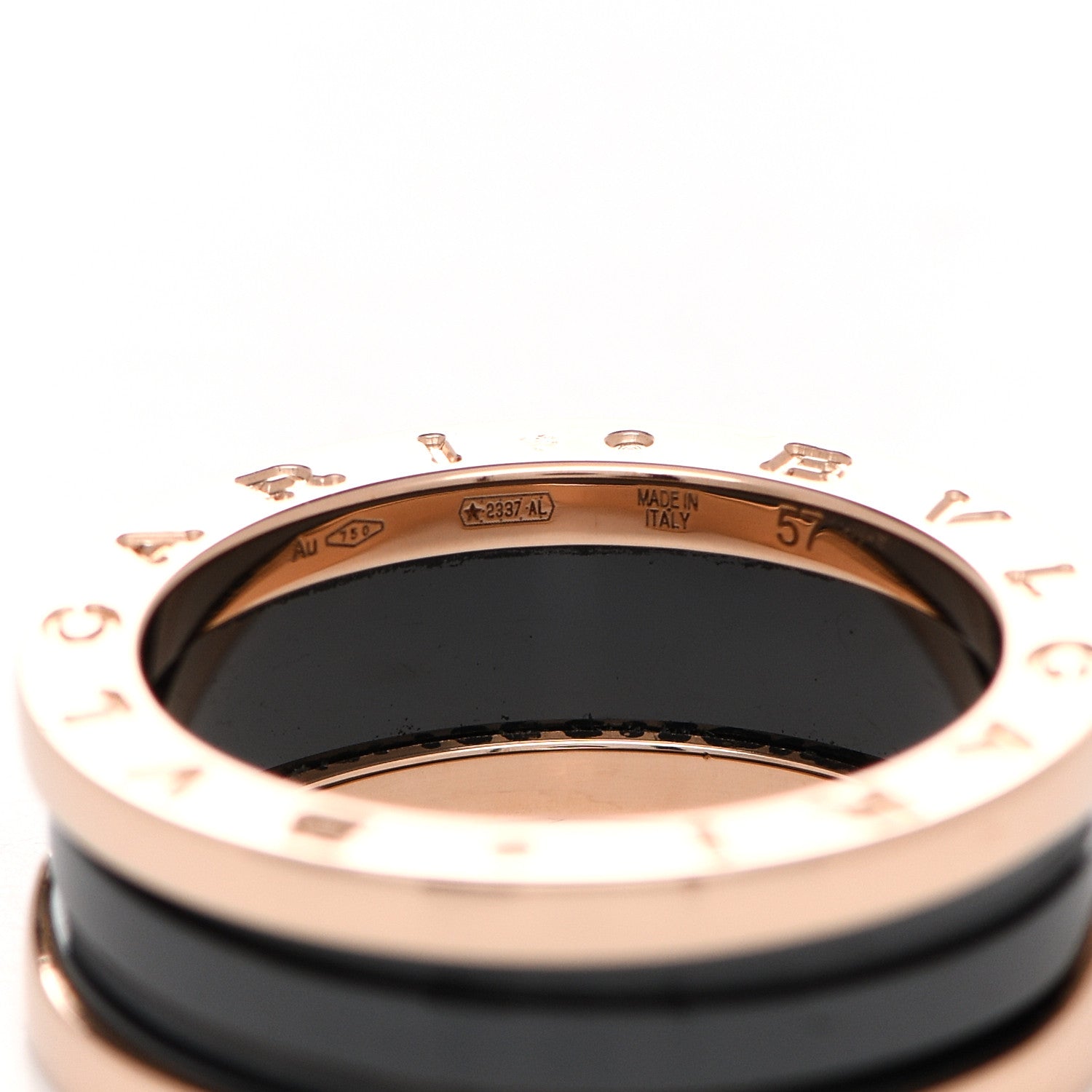 Bulgari 18K Rose Gold Black Ceramic B.Zero1 Two-Band Ring 57 8 5 of 6