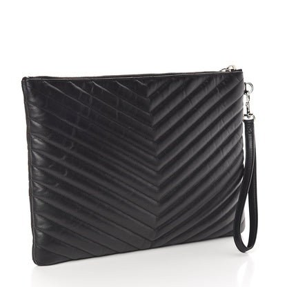 Saint Laurent Calfskin Matelasse Monogram Cassandre Tablet Pouch Black 2 of 6