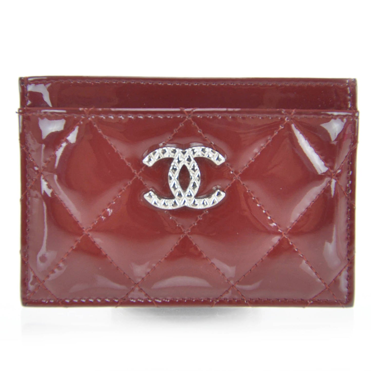 Brilliant Patent Card Holder Red