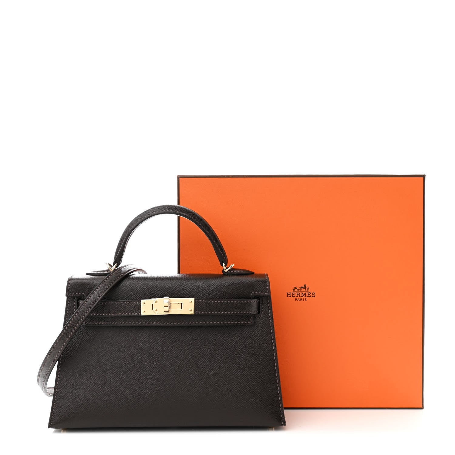 Hermes Madame Calfskin Mini Kelly Sellier 20 Bai Brun 10 of 10