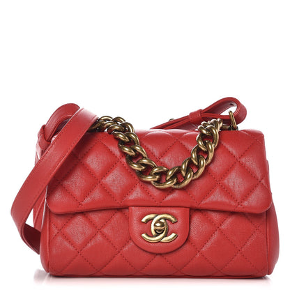 Chanel Shiny Sheepskin Quilted Mini Trapezio Flap Red 1 of 8