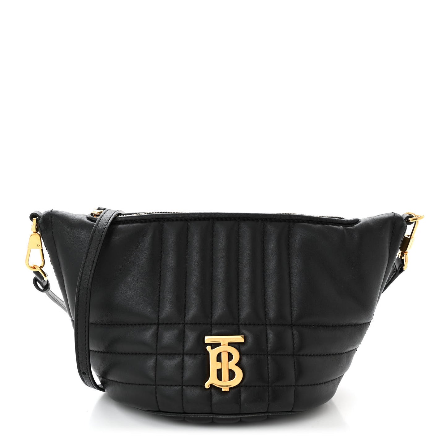 Lambskin Quilted Small Crescent Lola Bag Black