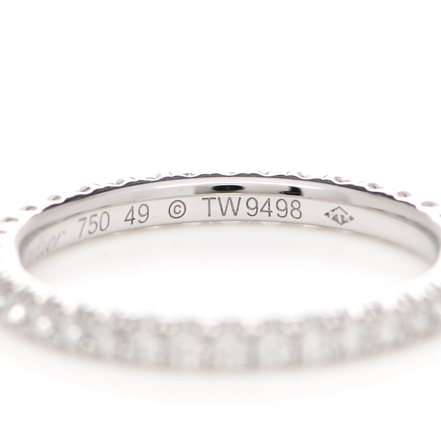 18K White Gold Diamond 2mm Etincelle de Cartier Wedding Band Ring 49 4.75