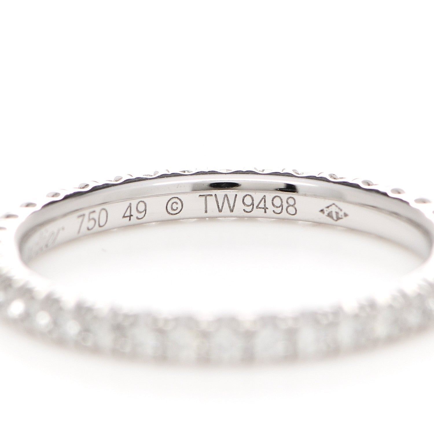 Cartier 18K White Gold Diamond 2mm Etincelle de Cartier Wedding Band Ring 49 4.75 5 of 6