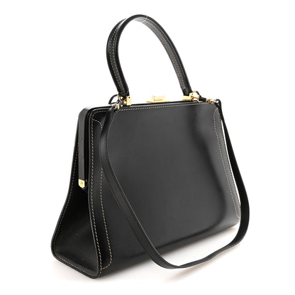 Delvaux Calfskin Evasion Top Handle Frame Bag Black 3 of 9
