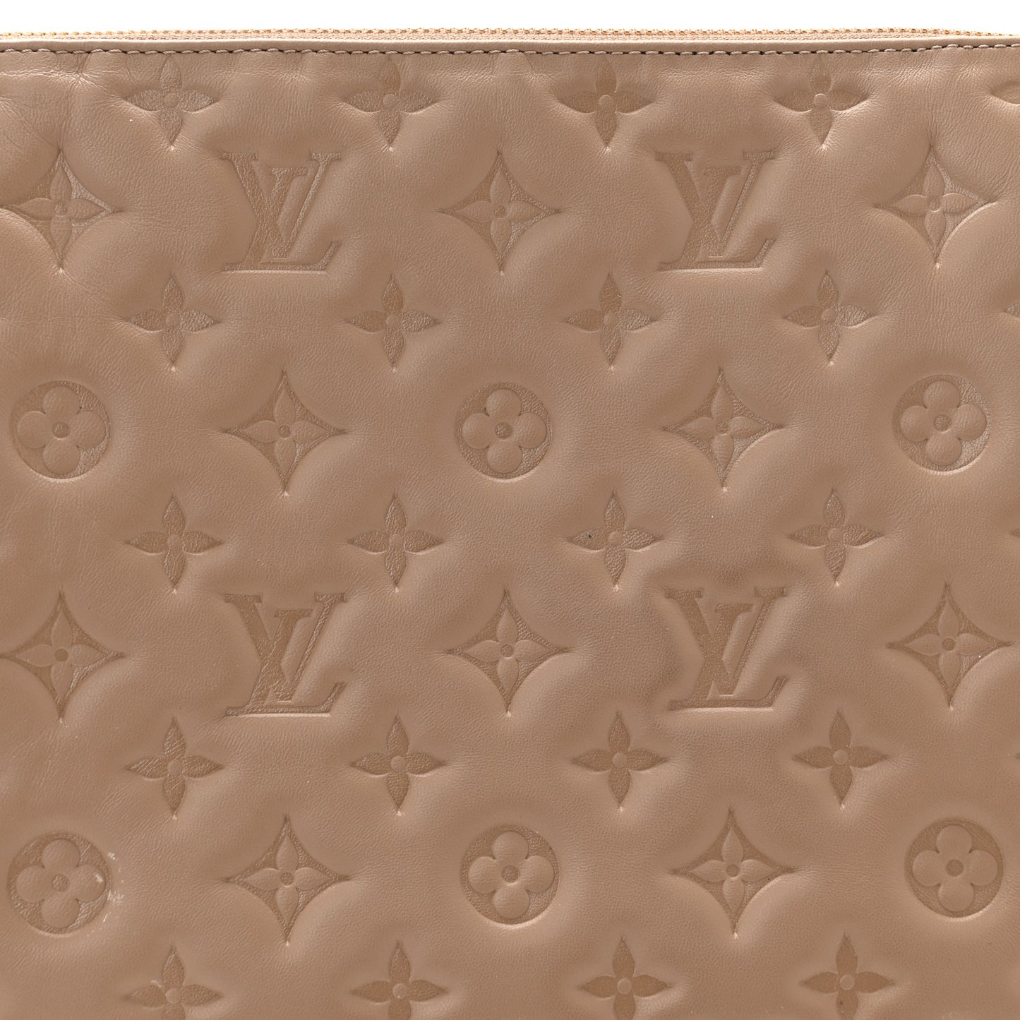 Lambskin Embossed Monogram Coussin MM Taupe