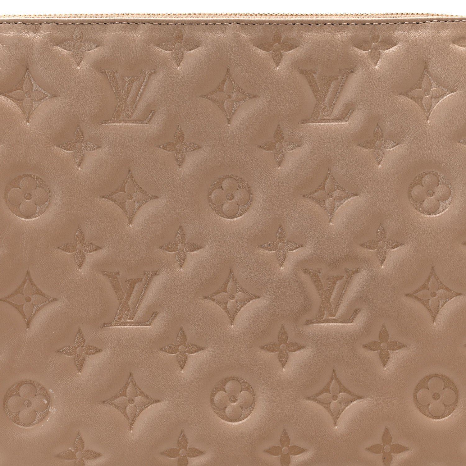 Louis Vuitton Lambskin Embossed Monogram Coussin MM Taupe 7 of 9