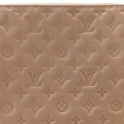 Louis Vuitton Lambskin Embossed Monogram Coussin MM Taupe 7 of 9