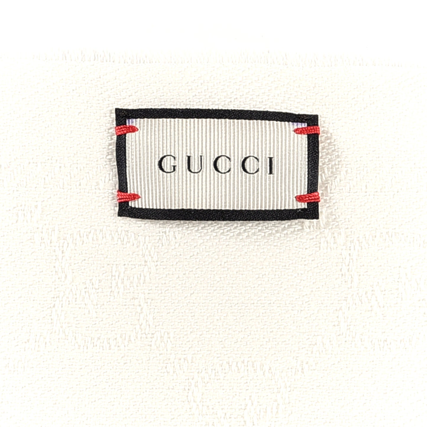 Wool GG Monogram Sten Fringe Scarf White