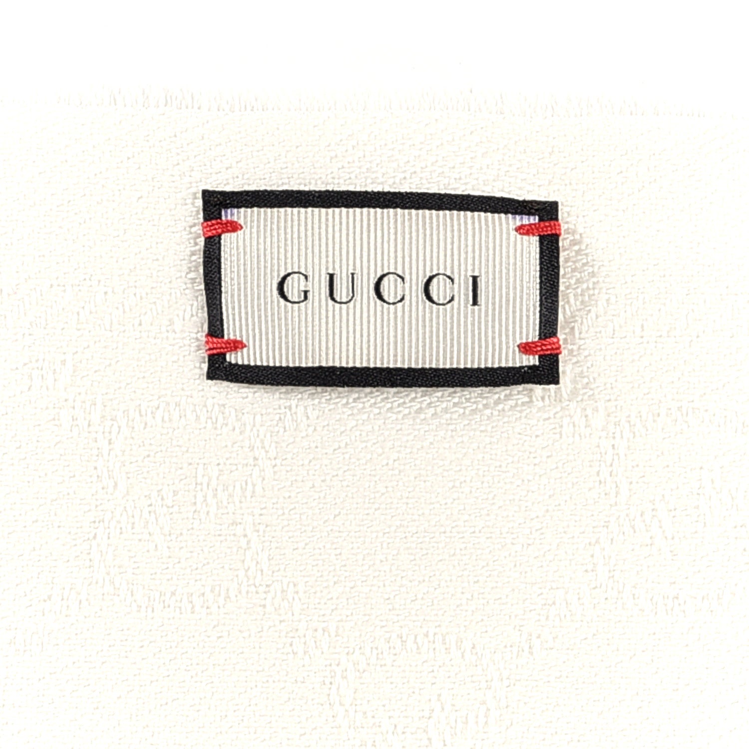 Gucci Wool GG Monogram Sten Fringe Scarf White 3 of 4