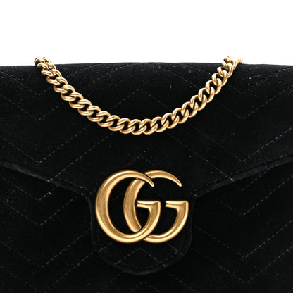 Gucci Velvet Matelasse GG Marmont Chain Wallet Black 8 of 11