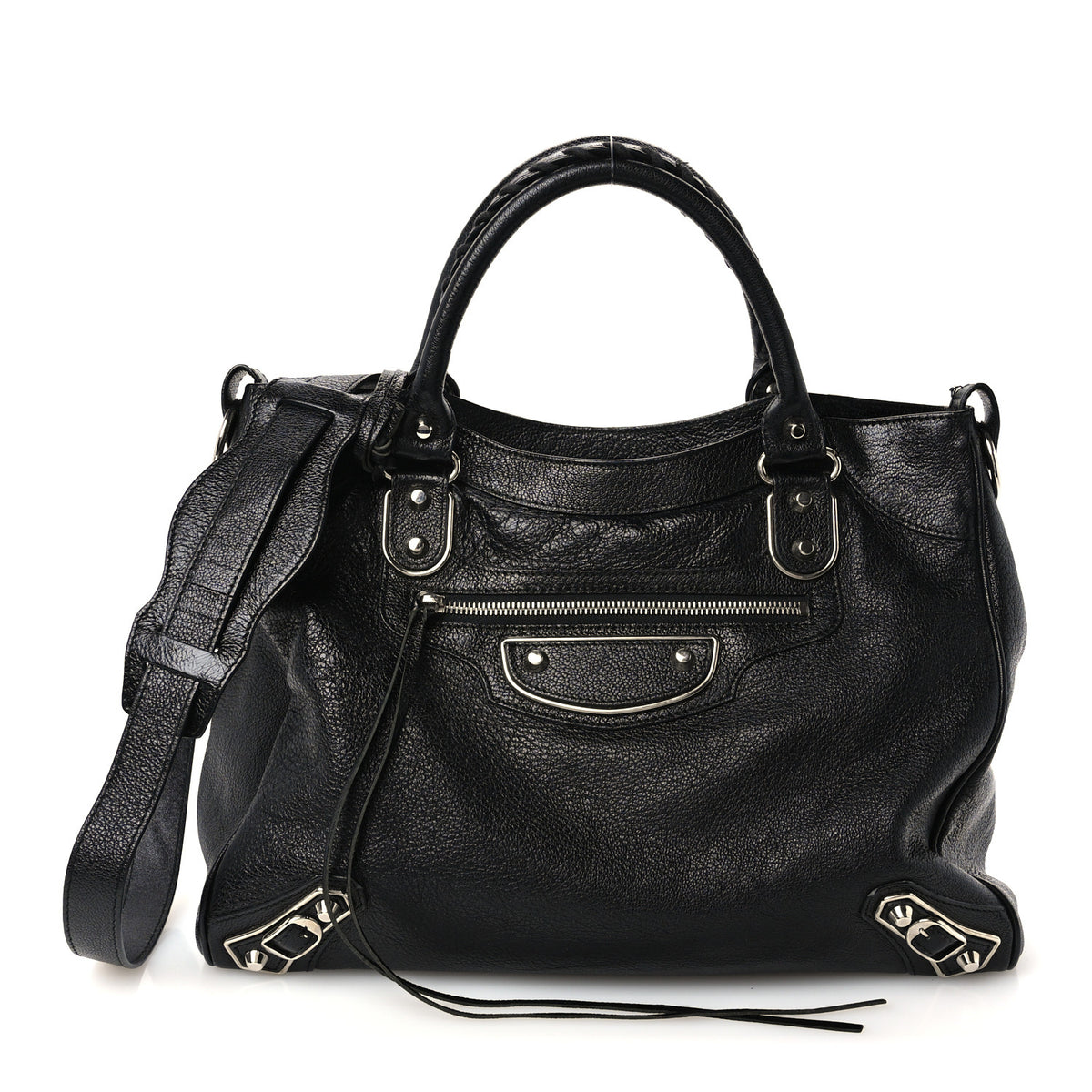 Chevre Silver Metallic Edge Hardware Velo Black