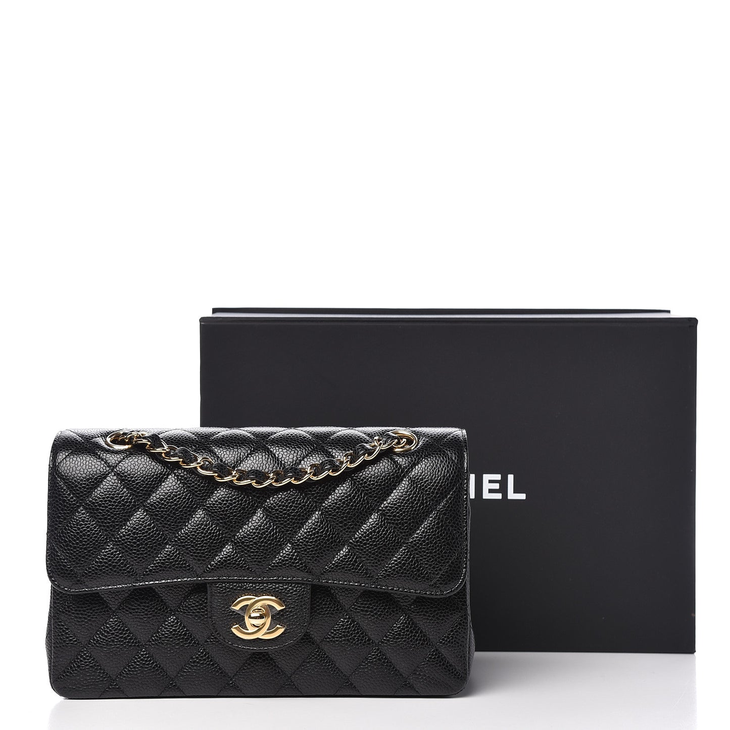 Caviar Quilted Small Double Flap Black