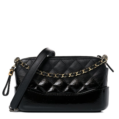 Chanel Patent Goatskin Quilted Small Gabrielle Clutch With Chain Black 1 of 15