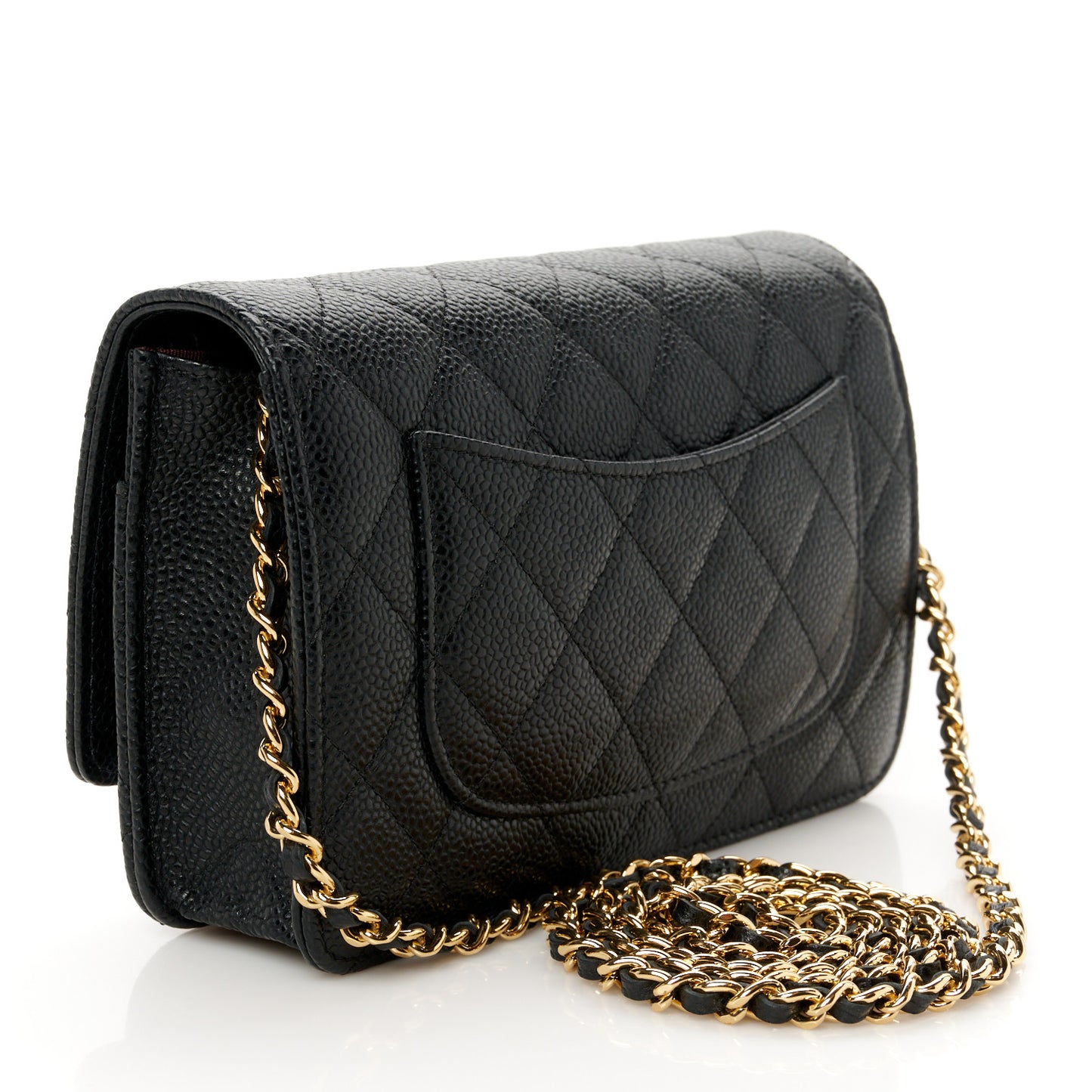 Caviar Quilted Wallet on Chain WOC Black