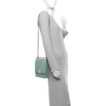 Chanel Caviar Quilted North South Boy Flap Light Blue 2 of 14