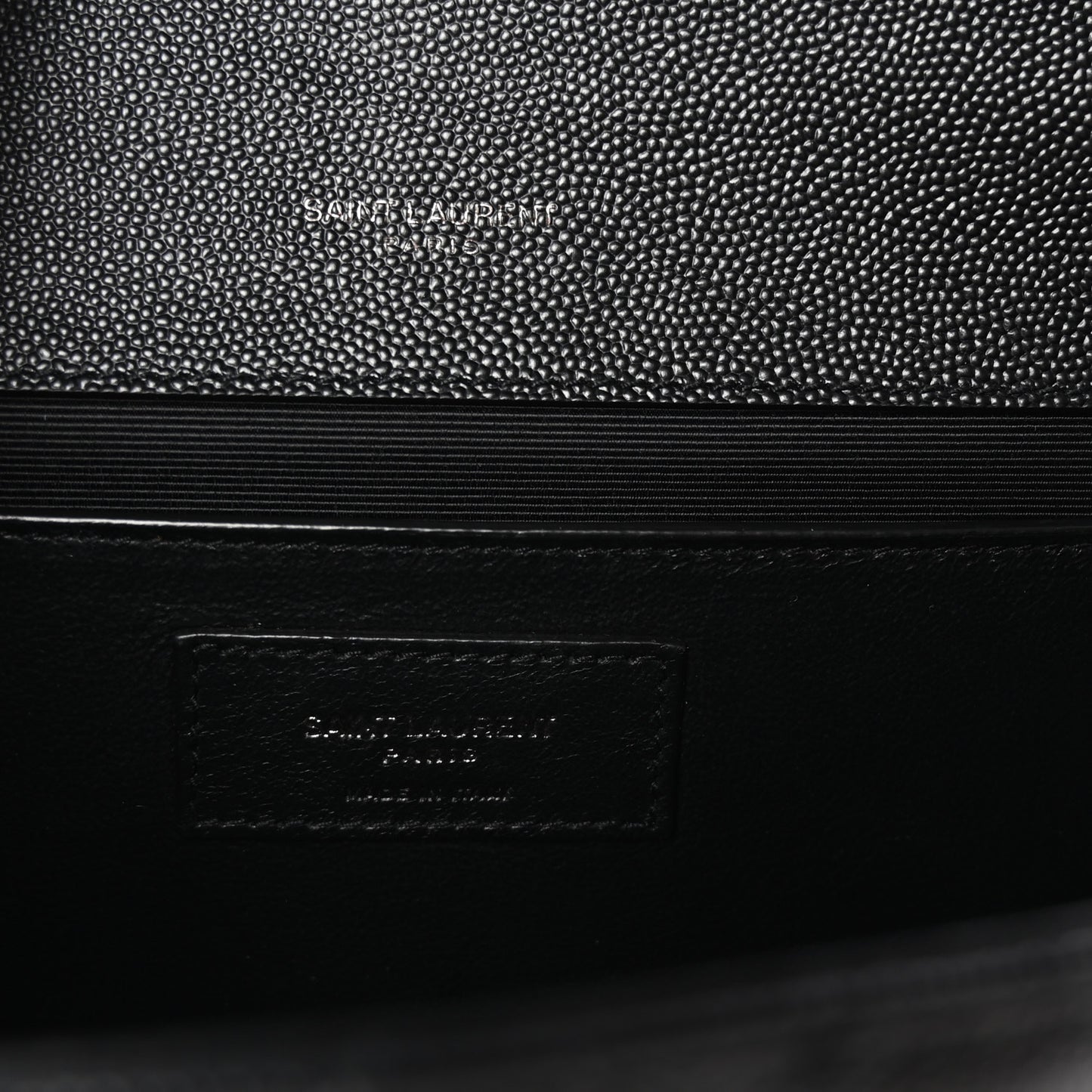 Grain De Poudre Textured Mixed Matelasse Triquilt Medium Monogram Monochrome Satchel Black