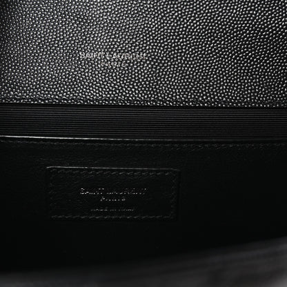 Saint Laurent Grain De Poudre Textured Mixed Matelasse Triquilt Medium Monogram Monochrome Satchel Black 6 of 10