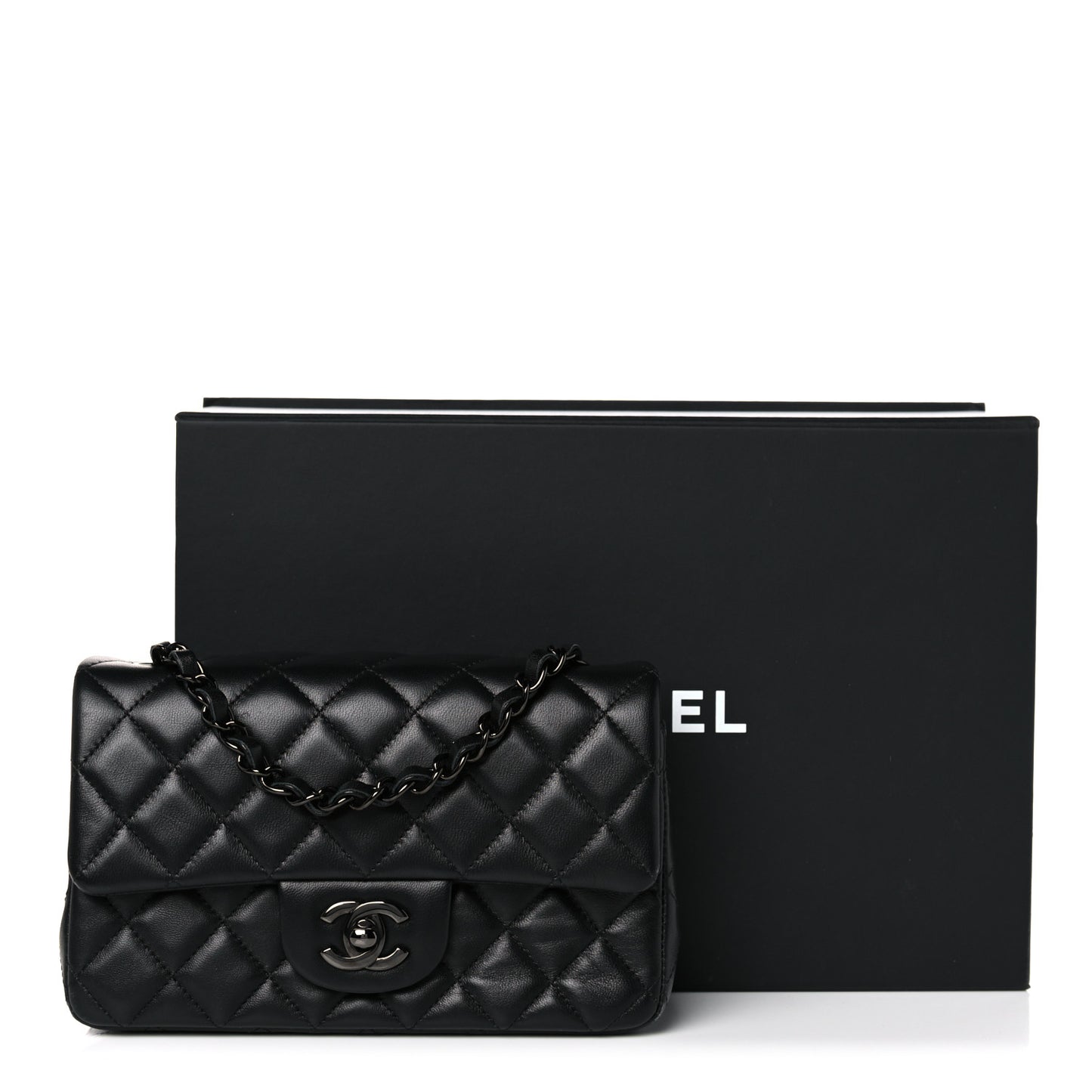 Lambskin Quilted Mini Rectangular Flap So Black