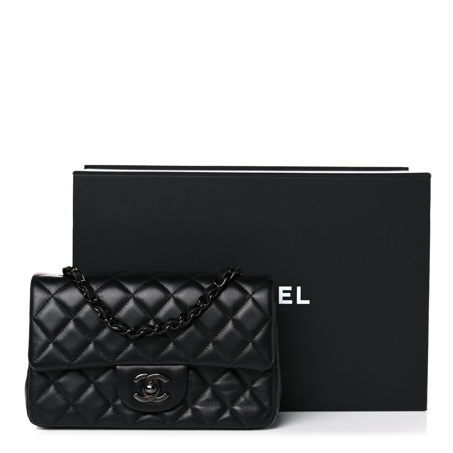 Chanel Lambskin Quilted Mini Rectangular Flap So Black 14 of 14