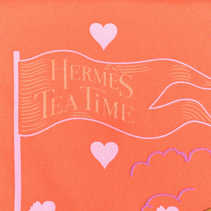 Hermes Silk Tea Time Scarf 70 Rouge Rose White 2 of 5