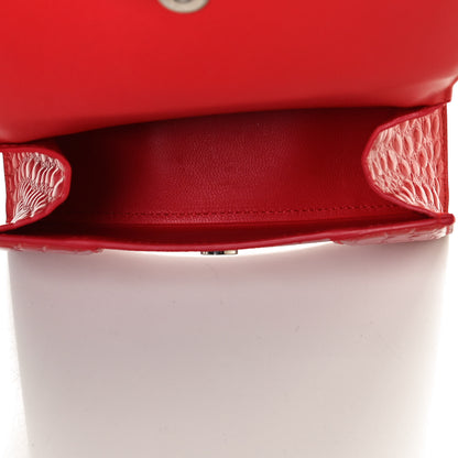 Balenciaga Shiny Calfskin Tonal B Crocodile Embossed Hourglass Top Handle Bag XS Bright Red 5 of 9