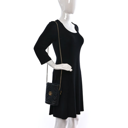 Gucci Calfskin Matelasse Mini GG Marmont 2.0 Bucket Bag Black 2 of 9