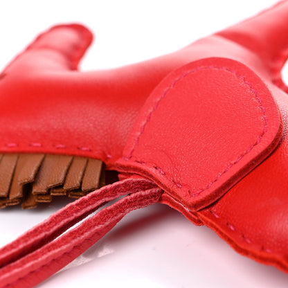 Hermes Milo Lambskin Grigri Rodeo Horse Bag Charm MM Rouge Indien Gold Bougainvillea 4 of 5