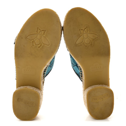 Gucci Monogram Multicolor Criss Cross Espadrille Sandals 37 Light Blue 6 of 10