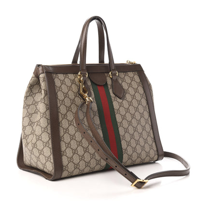Gucci GG Supreme Monogram Web Medium Ophidia Tote Bag Brown 3 of 11