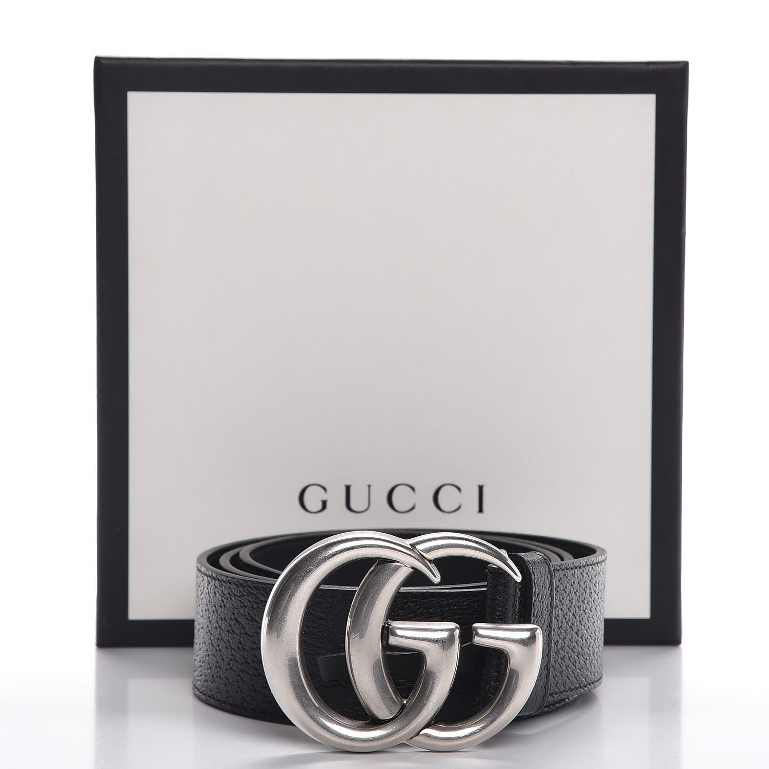 Gucci Textured Dollar Calfskin Nickel Double G 40mm Belt 85 34 Black 7 of 7