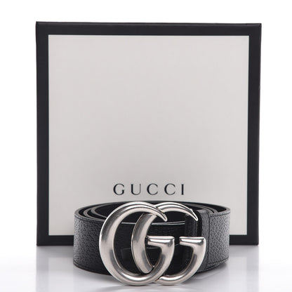 Gucci Textured Dollar Calfskin Nickel Double G 40mm Belt 85 34 Black 7 of 7