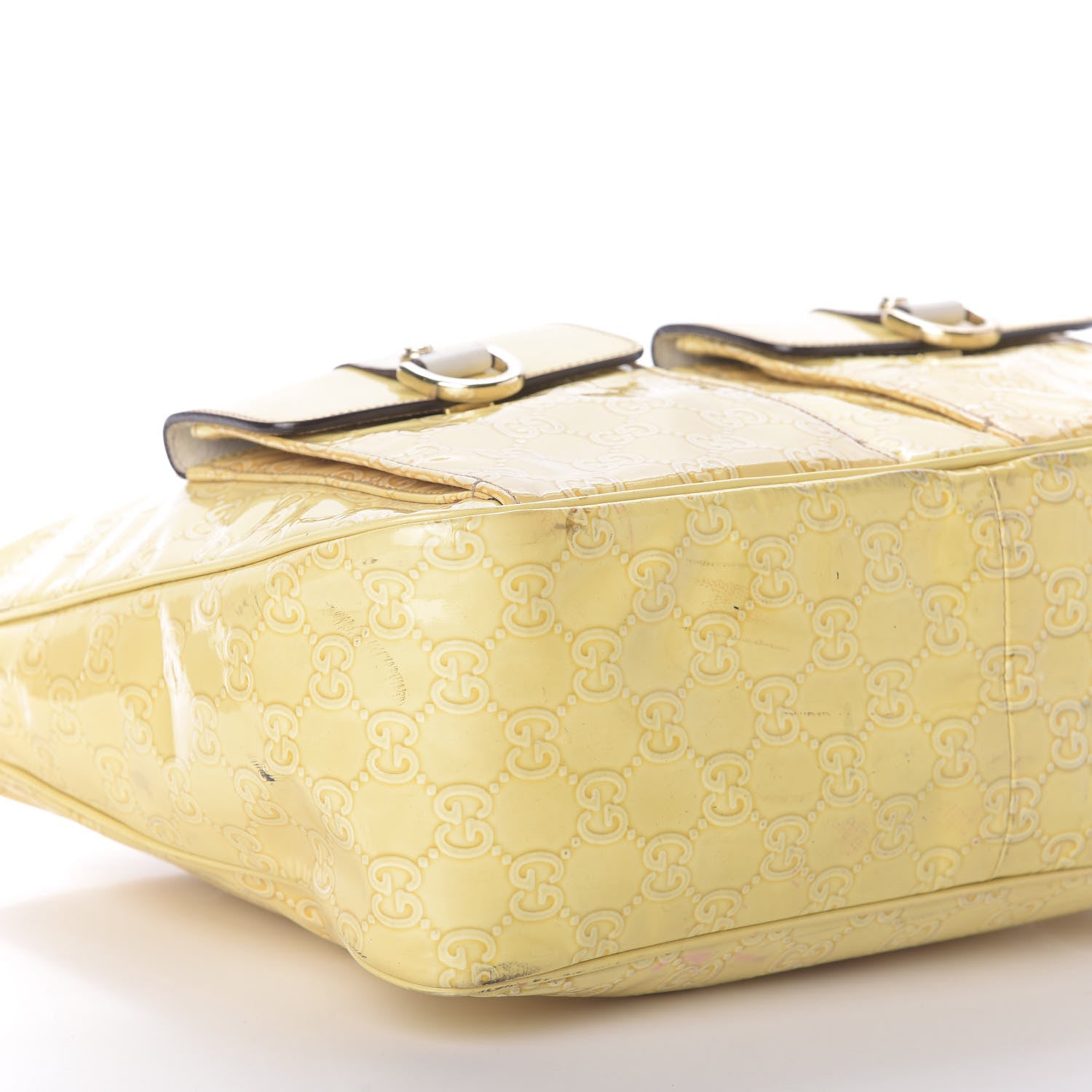 Gucci Patent Guccissima Pocket Hobo Yellow 6 of 15
